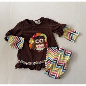 Toddler Girl Size 2T Thanksgiving Outfit Rare Too! Owl Turkey Stripes